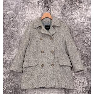 Max Mara Jacket 6 Womens Tweed Wool Double Breasted Pea Coat